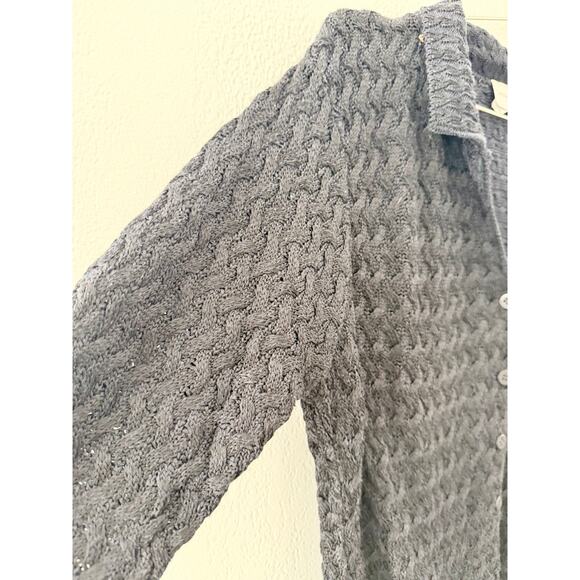 Vintage Black Knit Collared Button Down - Size M - Picture 5 of 5